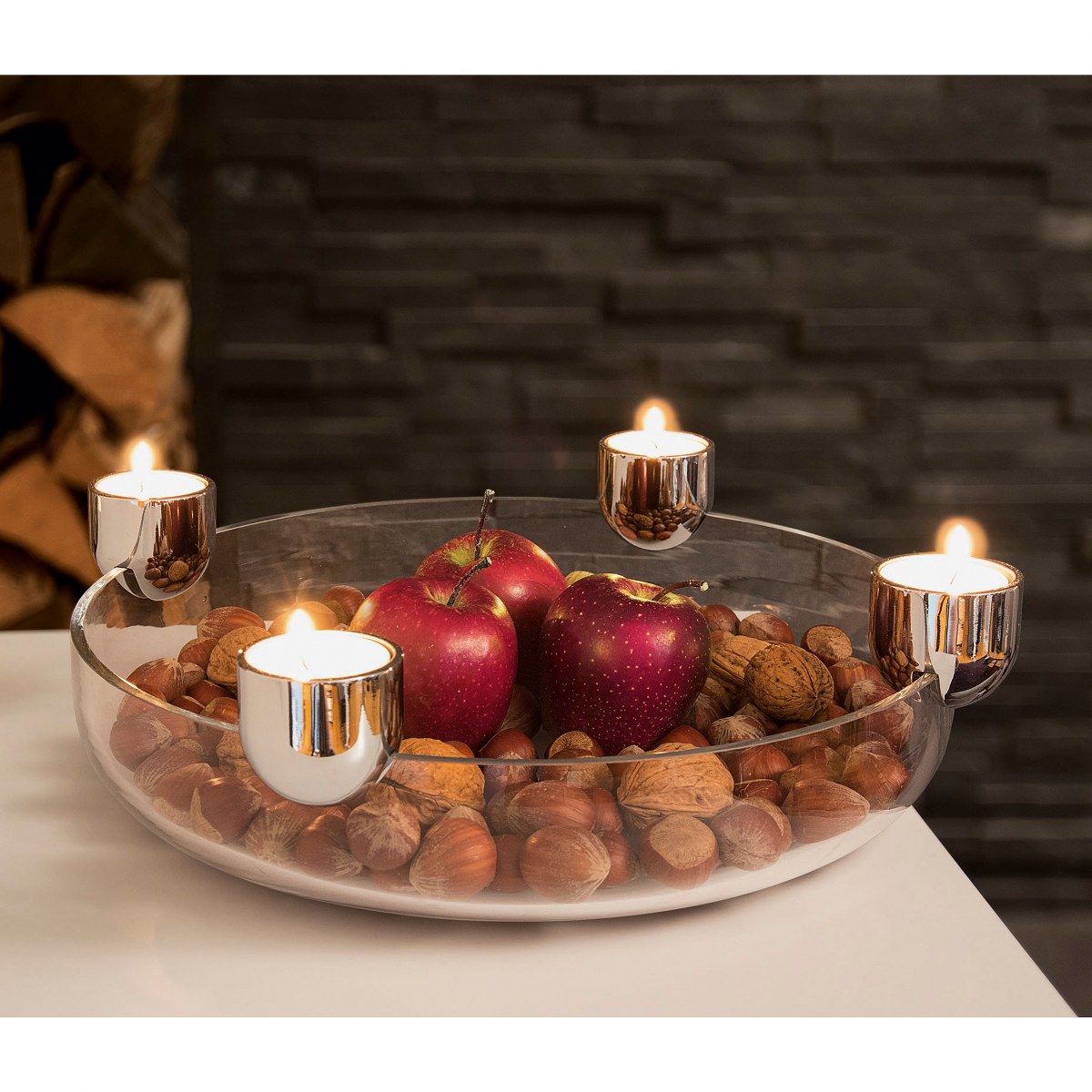 Philippi Arena Illuminated Glass Bowl with Tealight Holders – image 8