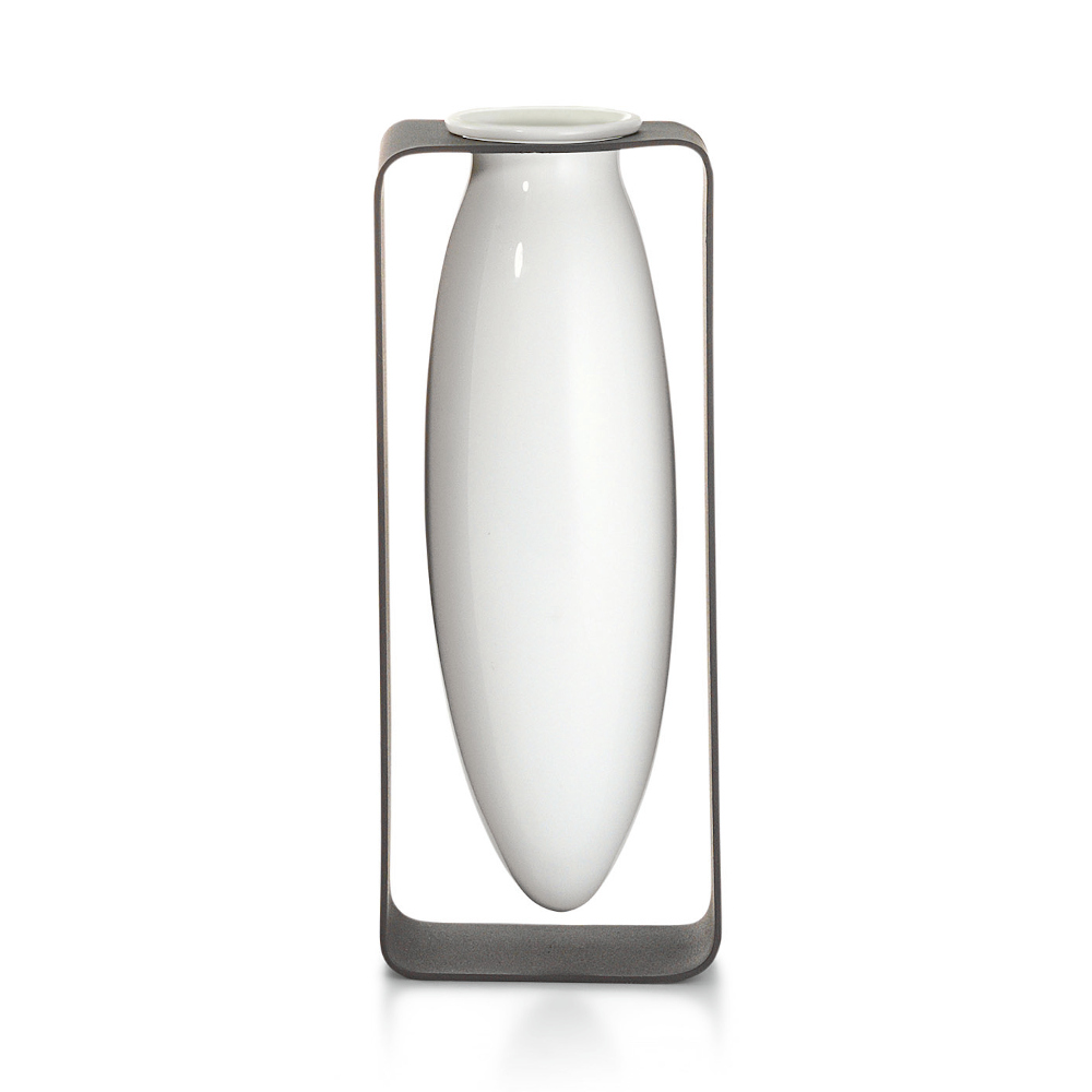 Philippi Float Tall Porcelain Vase on Steel Frame – image 2