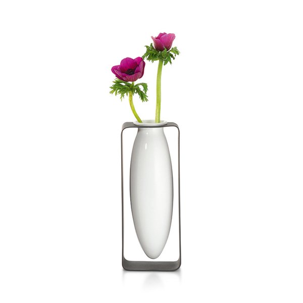 Philippi Float Tall Porcelain Vase on Steel Frame