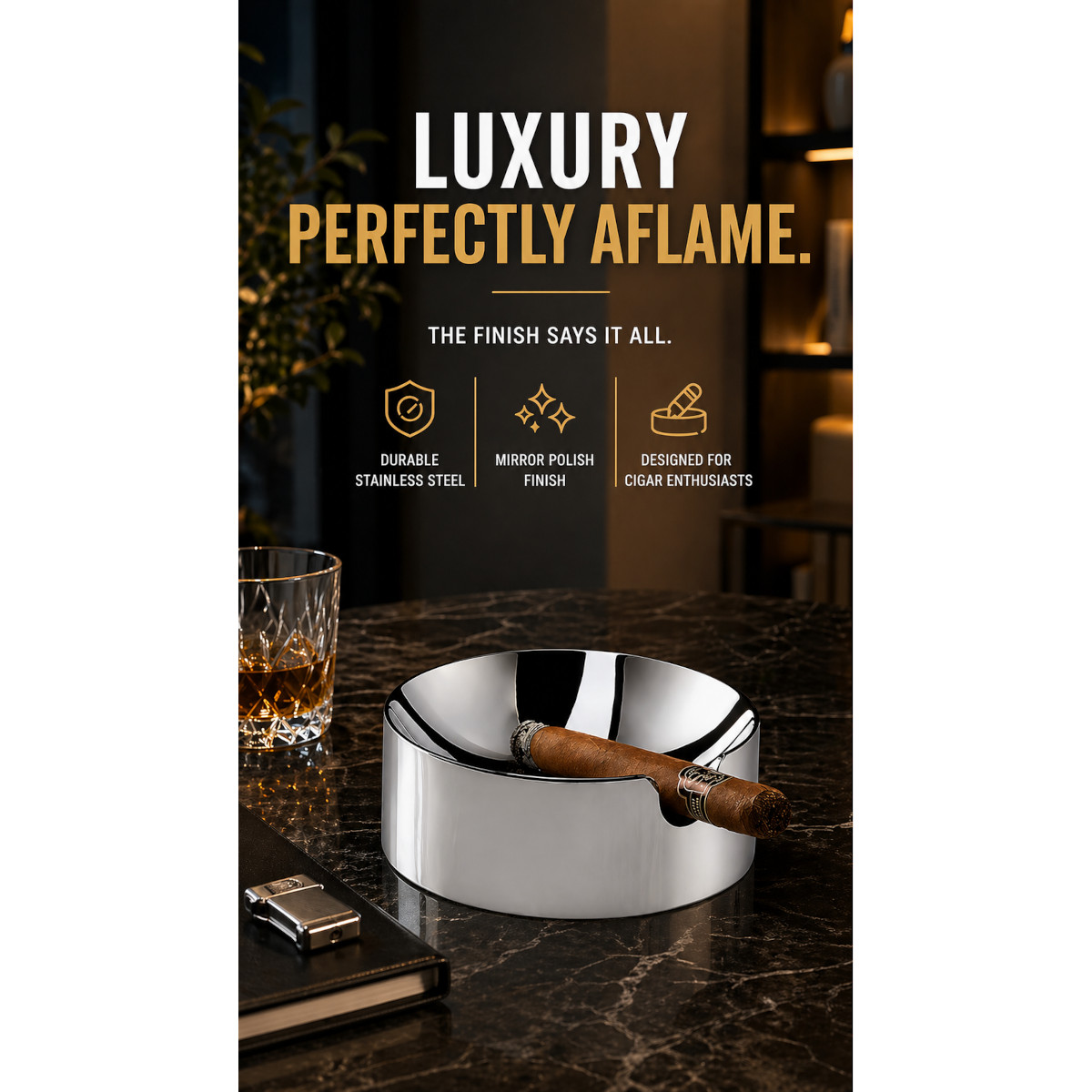 Philippi Scala Mirror-Polished Cigar Ashtray – image 2