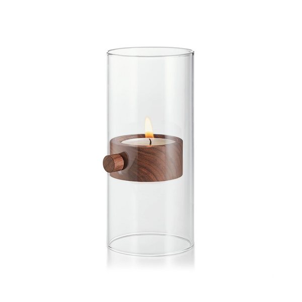 Philippi Lift Maxi Walnut & Glass Magnetic Tealight Holder