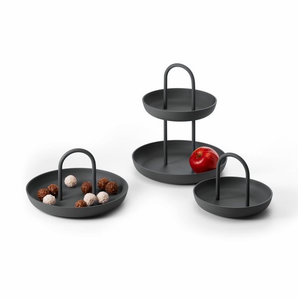 Philippi Piatto 2-Tier Cake Stand with Handle – Black