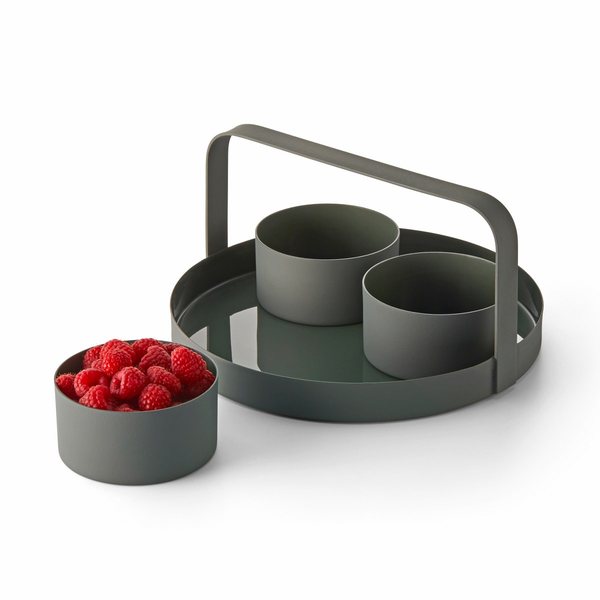 Philippi Clara Snack Tray with 3 Enamelled Bowls – Grey