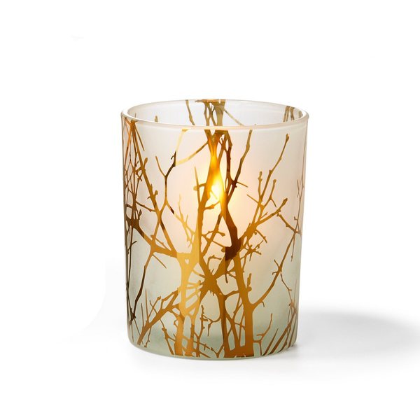 Philippi Forest Frosted Glass Votive with Gold Branches – Small