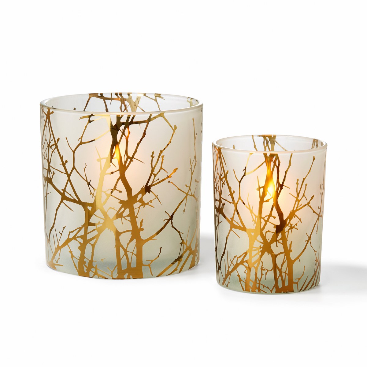 Philippi Forest Frosted Glass Votive with Gold Branches – Large – image 2