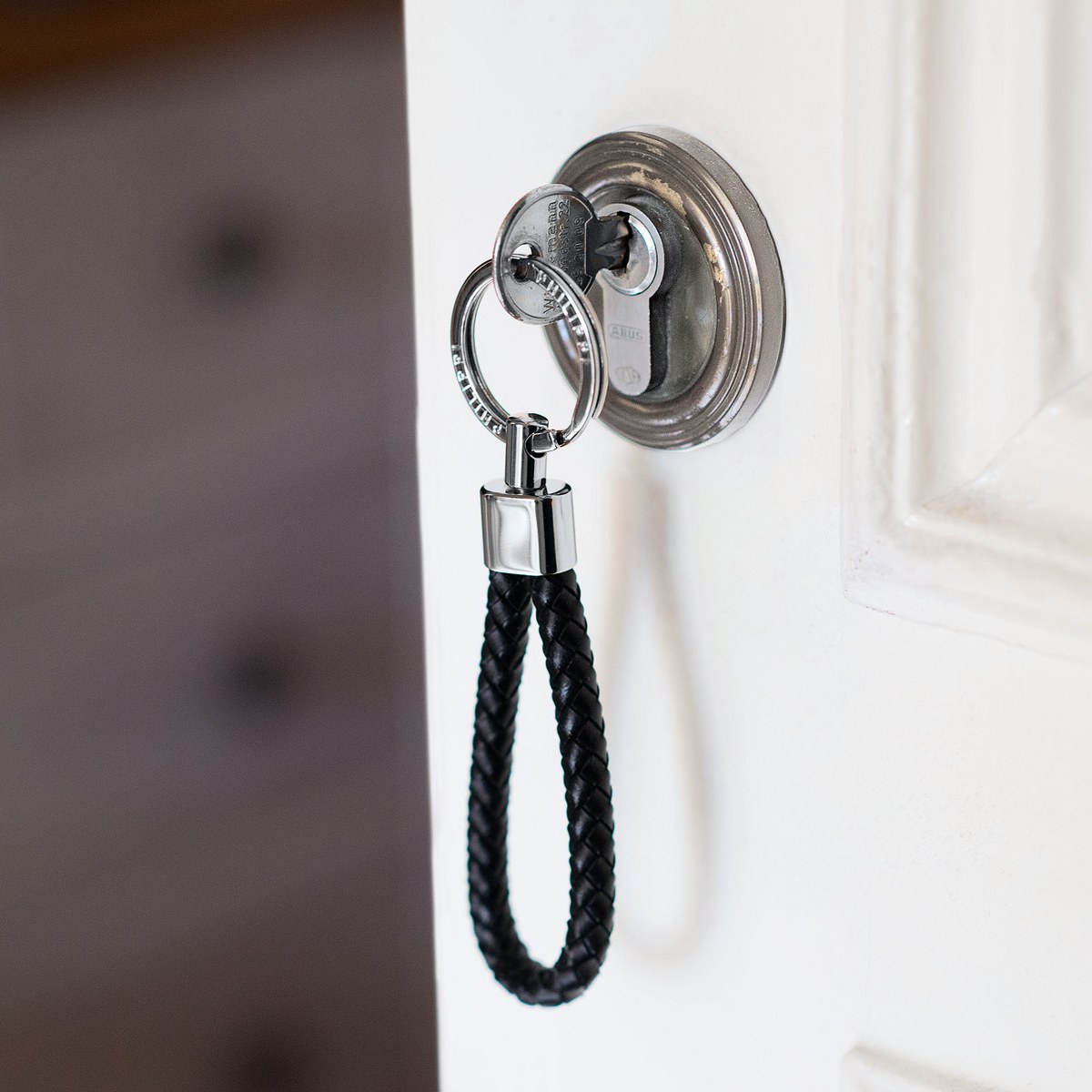 Philippi Sergio Braided Leather & Polished Nickel Keyring – image 2