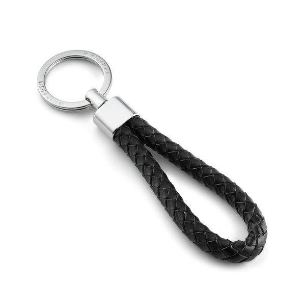 Philippi Sergio Braided Leather & Polished Nickel Keyring