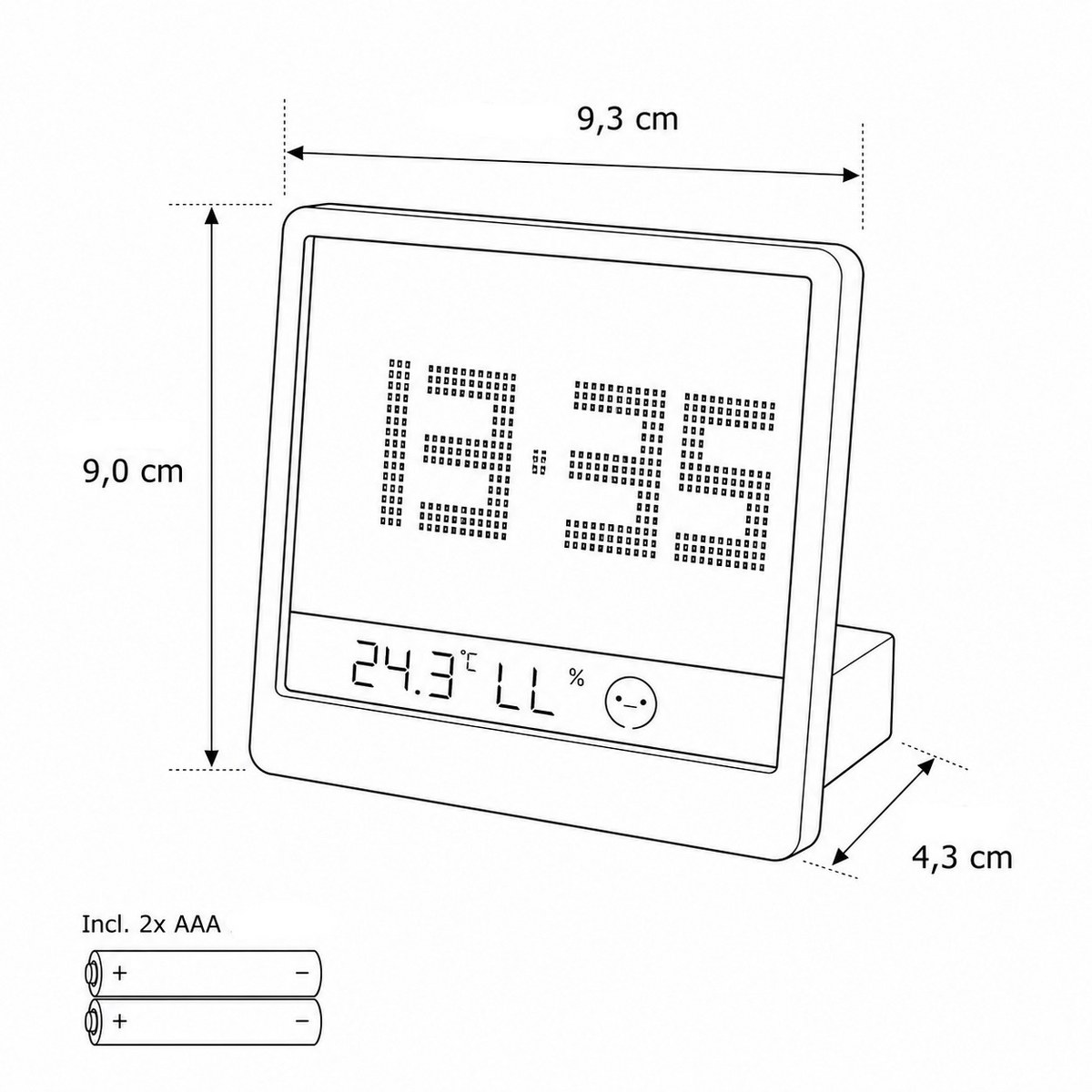 Philippi Time Alarm Clock with Thermometer & Hygrometer – image 2