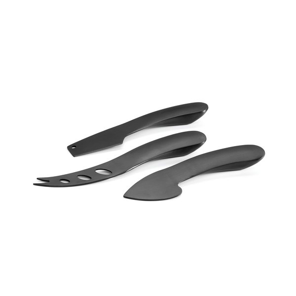 Philippi Onyx Black Stainless Steel Cheese Knives, Set of 3