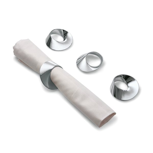 Philippi Swirl Mirror-Polished Napkin Rings, Set of 4