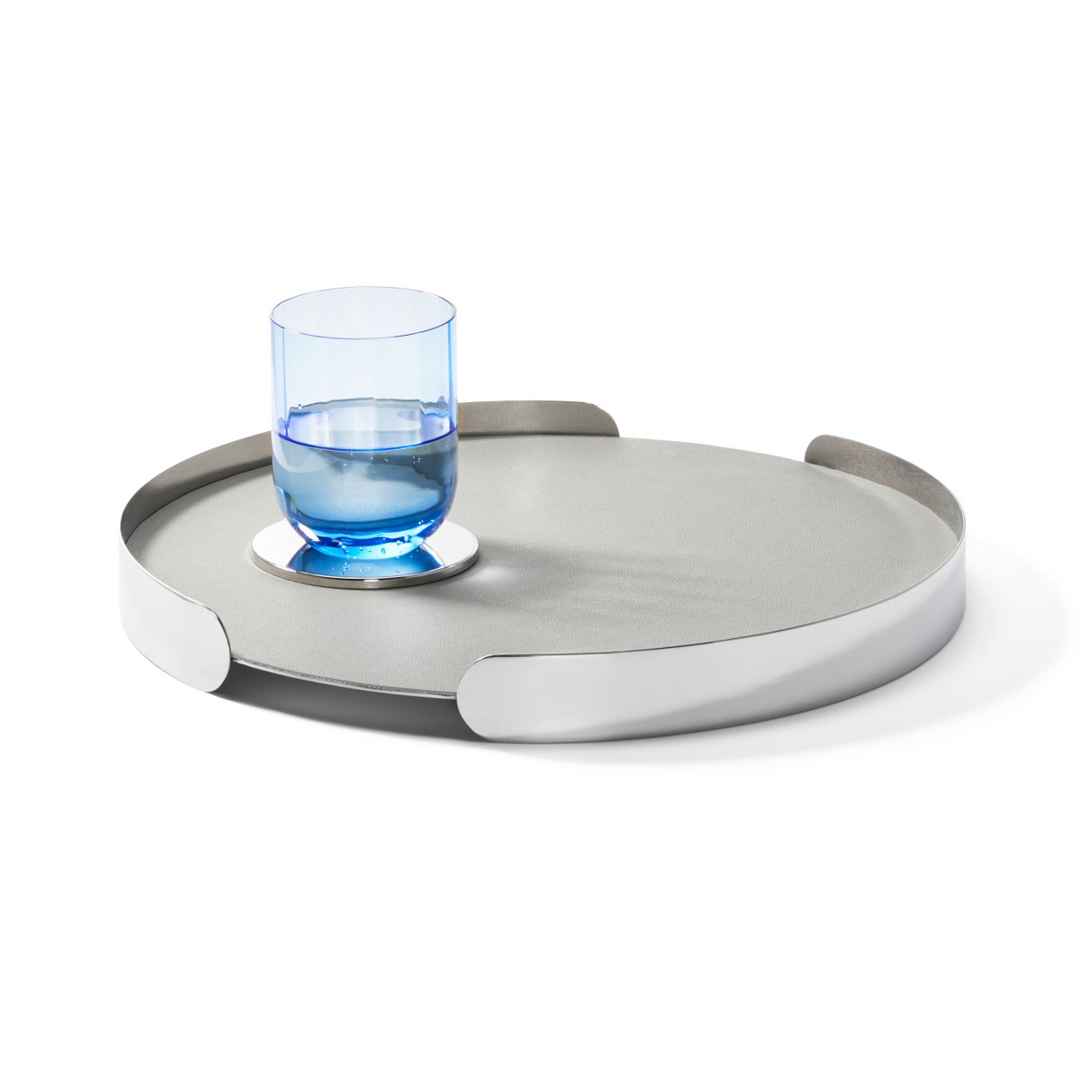 Philippi Froid Mirror-Polished Serving Tray with Leather Top – image 2