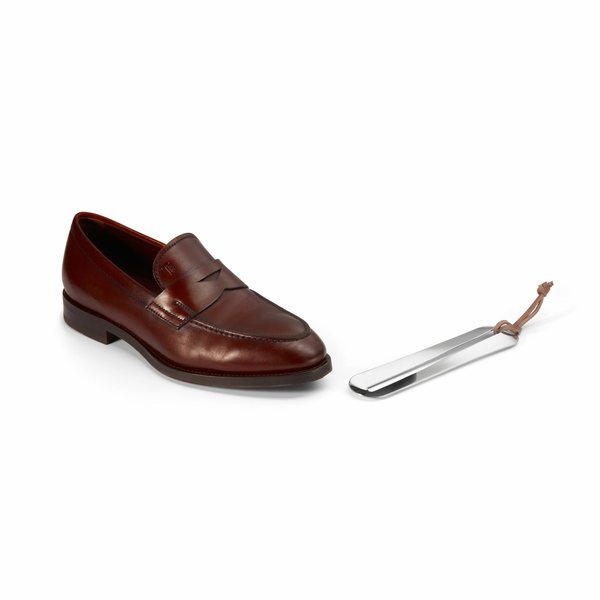 Philippi Phil Small Stainless Steel Shoe Horn with Leather Loop 18cm