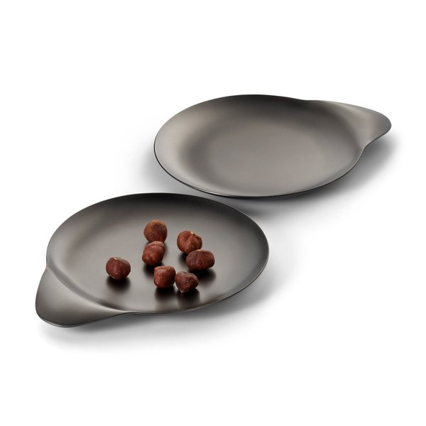Philippi Tip Matt Black Nickel Snack Trays, Set of 2