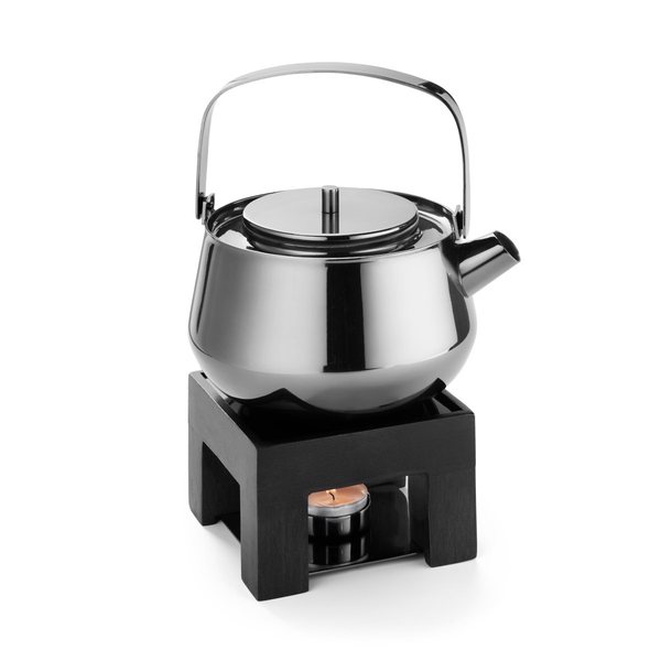 Philippi Yoko Black Chrome Teapot with Warmer