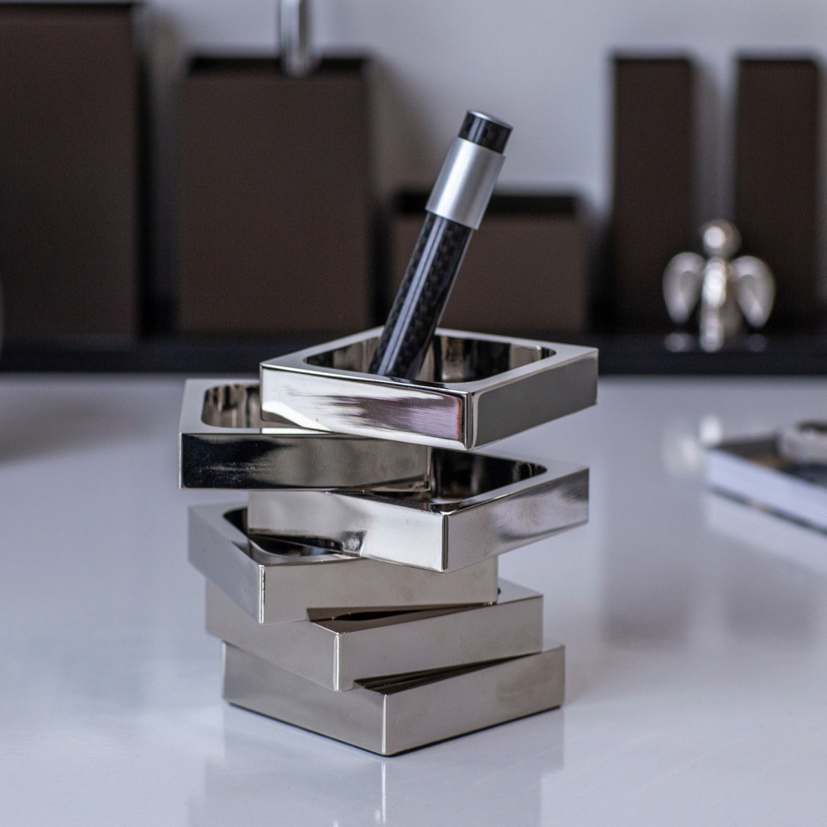 Philippi Zick Zack Rotating Pen Holder – Polished Nickel – image 4