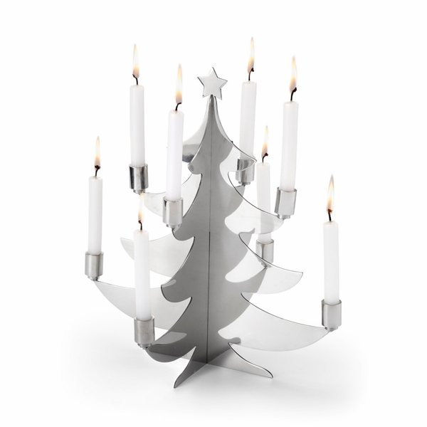 Philippi Grenoble Polished Steel Christmas Tree Candle Holder
