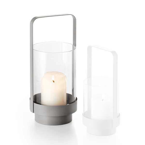 Philippi Home Large Steel & Glass Lantern 28cm – Grey