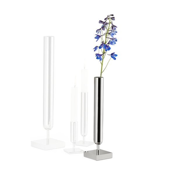 Philippi Lambda Small Mirror-Polished Vase & Candlestick 28cm