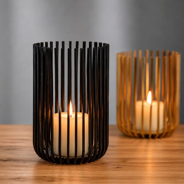 Philippi Pedro Matt Black Steel Rod Candle Holder