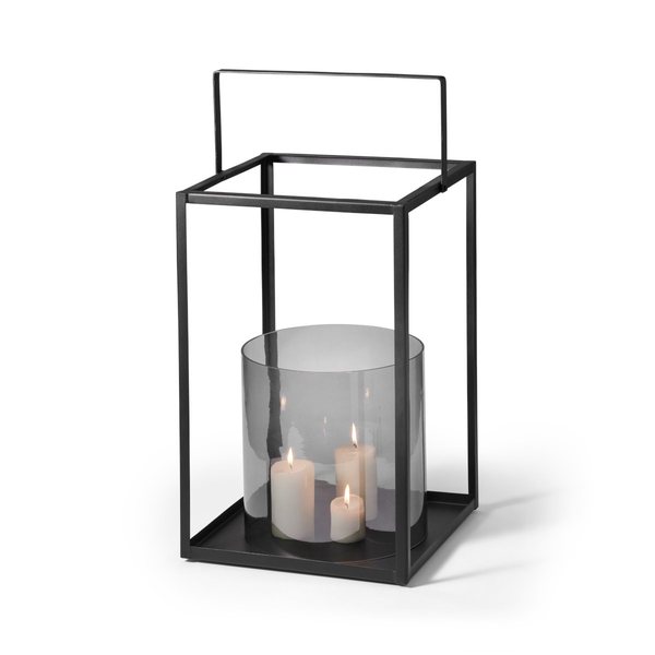Philippi Villa Black Steel & Glass Floor Lantern – Small