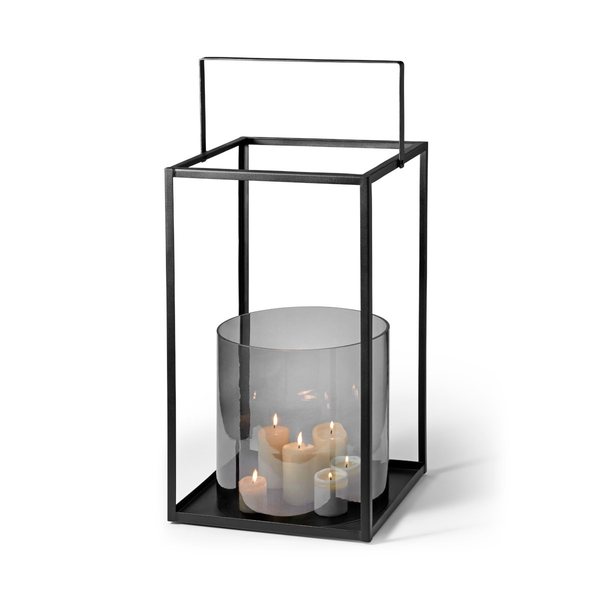Philippi Villa Black Steel & Glass Floor Lantern – Large