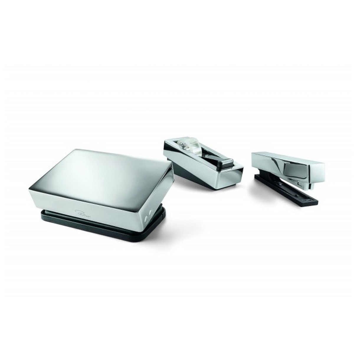 Philippi Executive Desk Tape Dispenser – Mirror-Polished Nickel & Matt Black – image 2