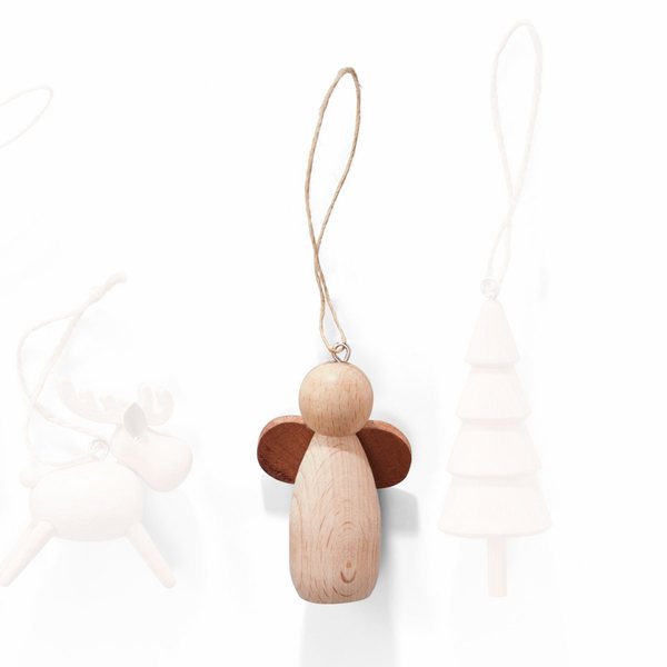Philippi Nes Beech & Sapele Wood Angel Hanging Decoration