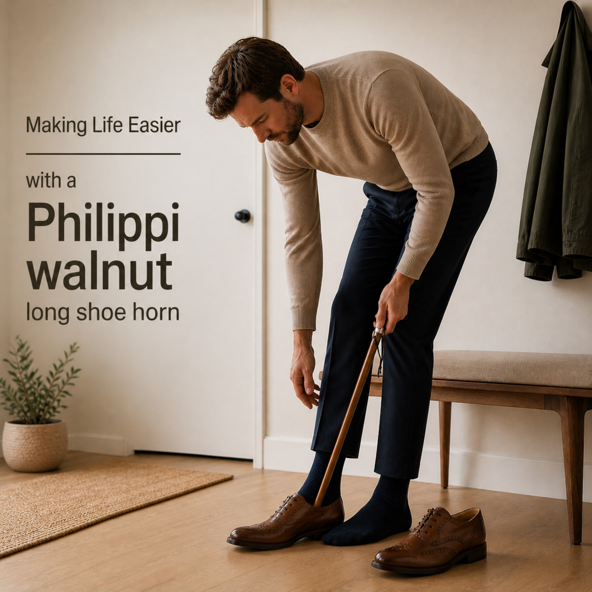 Philippi Windsor Long Shoe Horn 59cm – Walnut & Stainless Steel – image 2