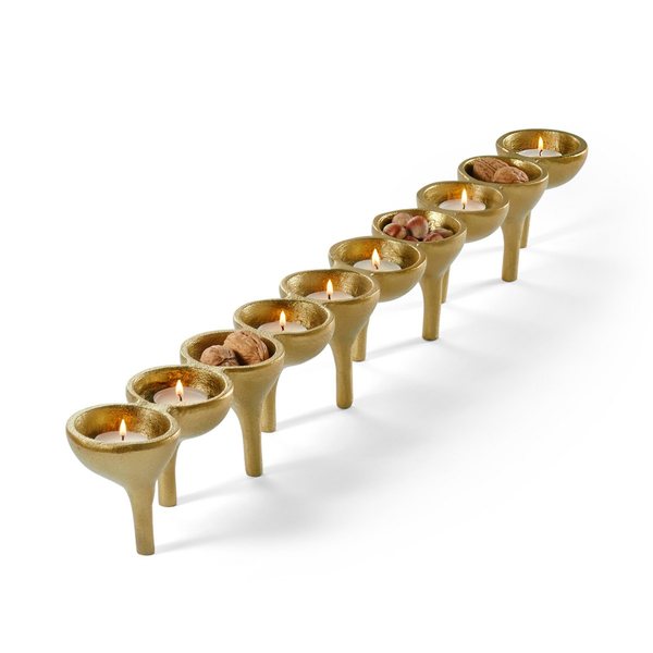 Philippi Beaufort 10-Tealight Antique Brass Candle Holder 78cm
