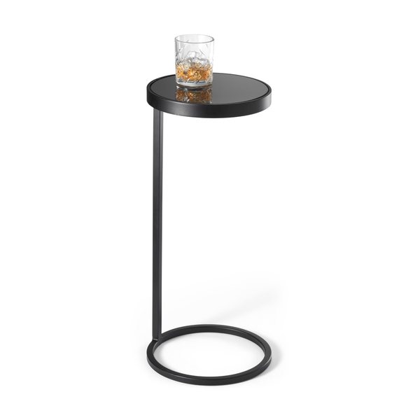 Philippi Lupo Black Steel & Glass Side Table