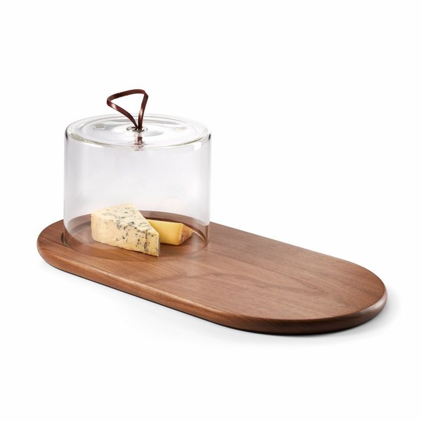 Philippi Walnut Cheese Board with Glass Dome Cover