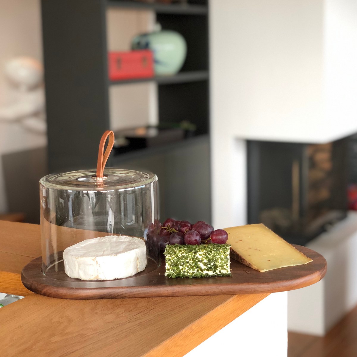 Philippi Walnut Cheese Board with Glass Dome Cover – image 2