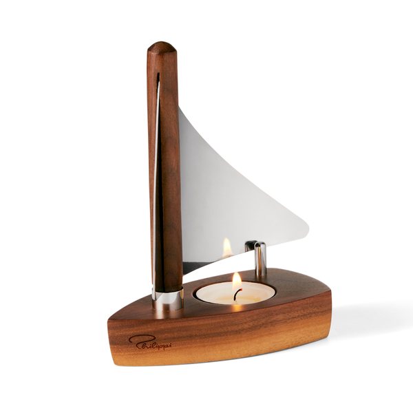 Philippi Kogge Walnut & Steel Sailing Ship Tealight Holder