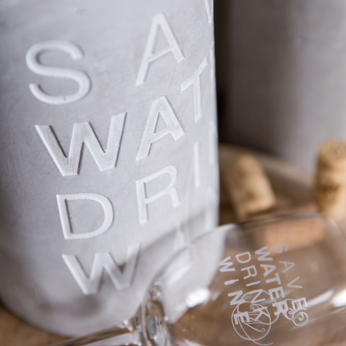 Räder 'Save Water, Drink Wine' Concrete Wine Cooler – image 3