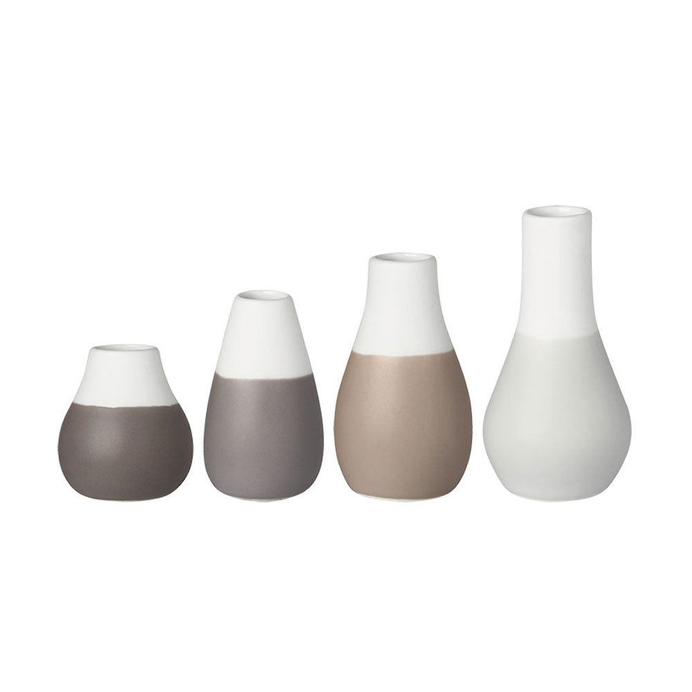 Räder Mini Porcelain Vases, Set of 4 – Soft Grey (4.5–8cm) – image 2