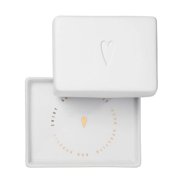 Räder Porcelain Butter Dish with Heart Decals