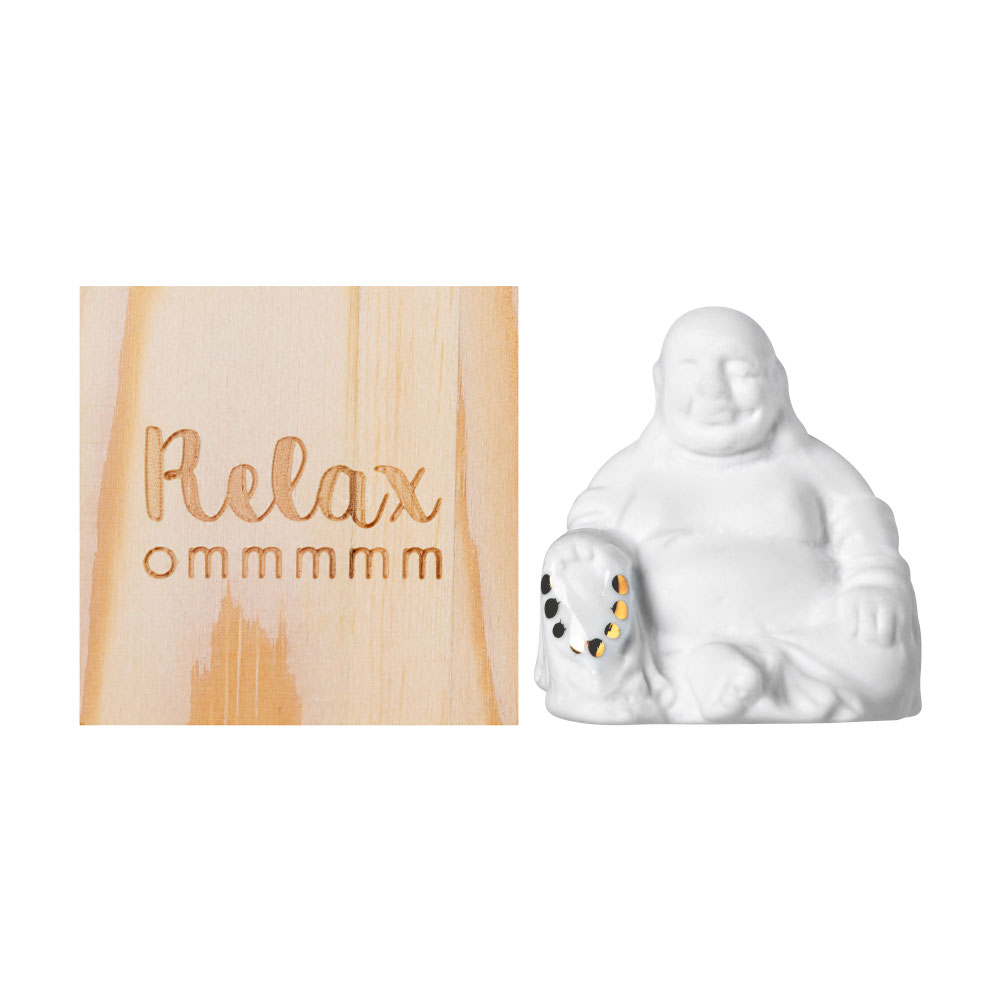 Räder Lucky Relax Buddha Porcelain Figure in Wooden Gift Box – image 2