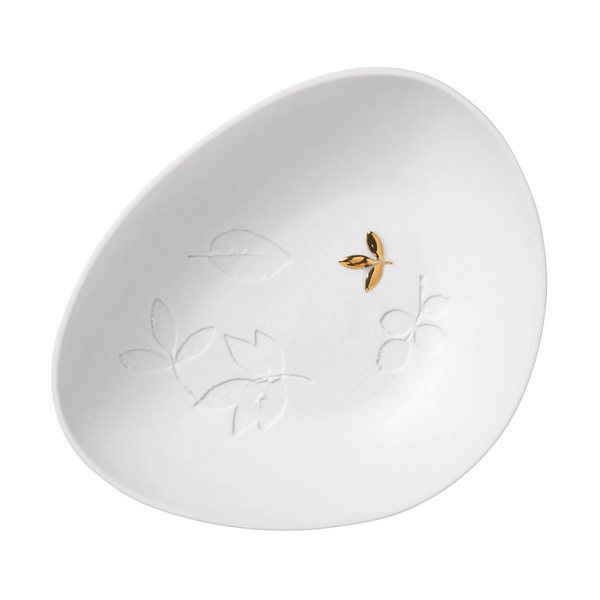 Räder Embossed Leaf Porcelain Trinket Bowl with Gold – Small