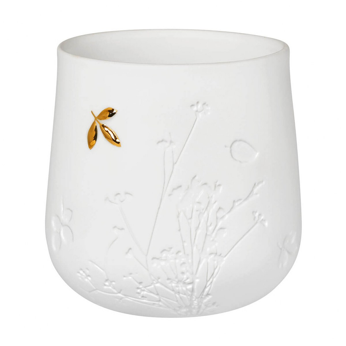 Räder Embossed Wildflower Porcelain Tealight Holder with Gold Leaf – image 2
