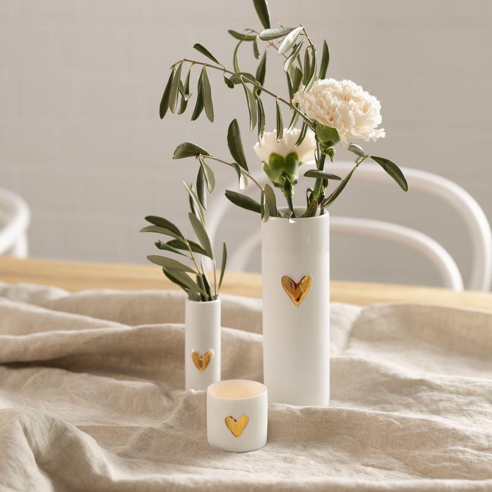 Räder Gold Heart Porcelain Tealight Holders, Set of 2 – image 3