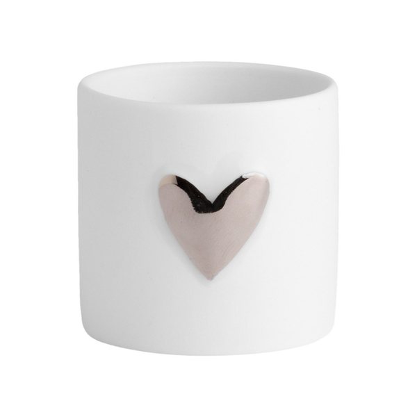 Räder Silver Heart Porcelain Tealight Holders, Set of 2