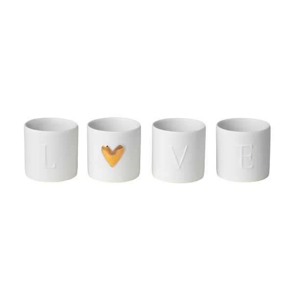 Räder LOVE Porcelain Tealight Holders, Set of 4