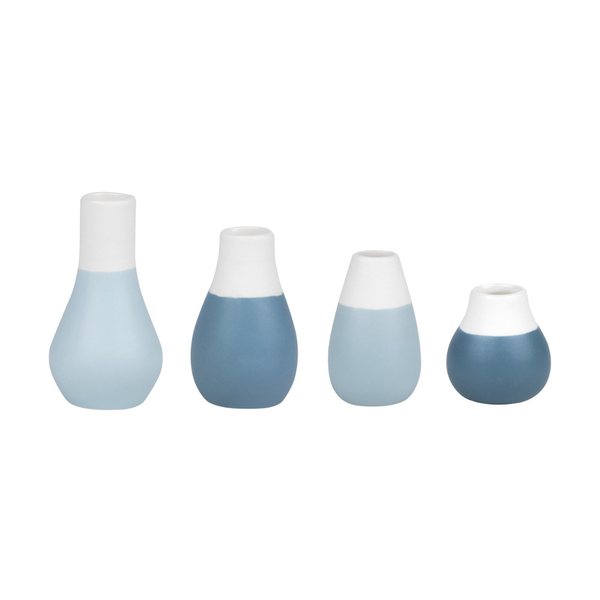 Räder Mini Porcelain Vases, Set of 4 – Soft Blue (4.5–8cm)