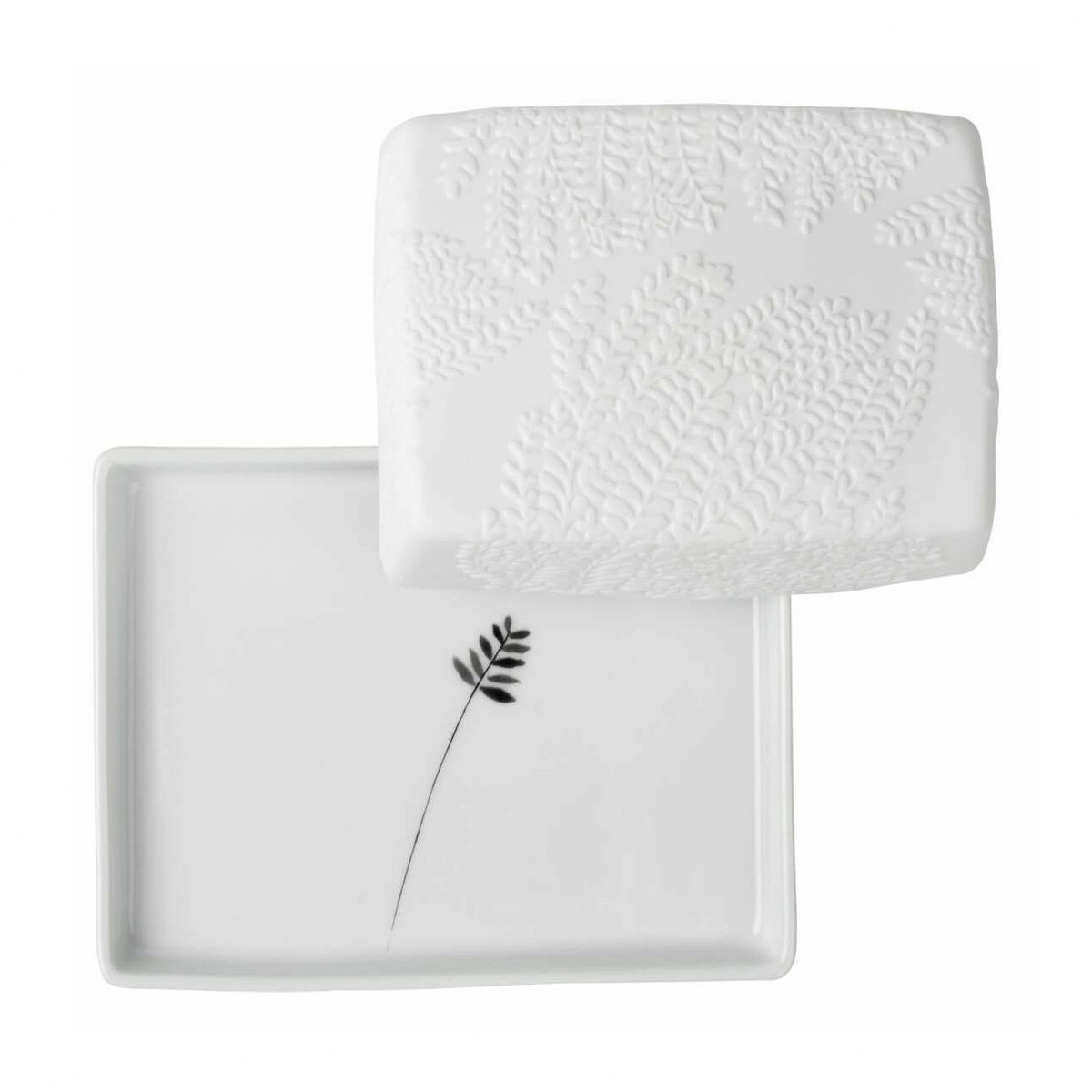 Räder Embossed Fern Leaf Porcelain Butter Dish – image 2