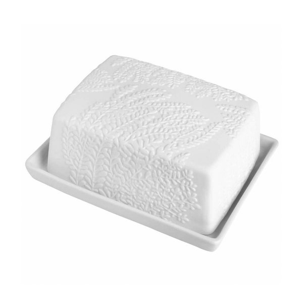 Räder Embossed Fern Leaf Porcelain Butter Dish