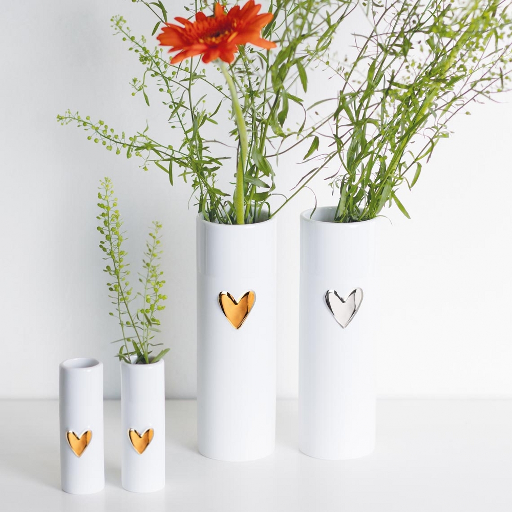 Räder Love Silver Heart Slim Porcelain Bud Vase 17cm – image 2
