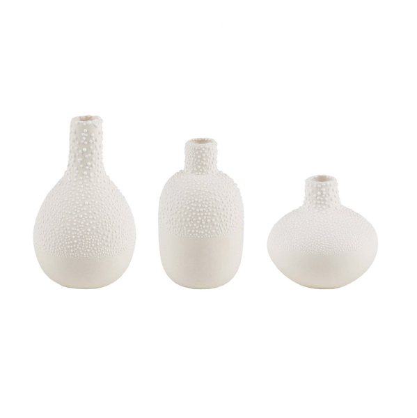 Räder Mini Pearl-Glaze Stoneware Vases, Set of 3