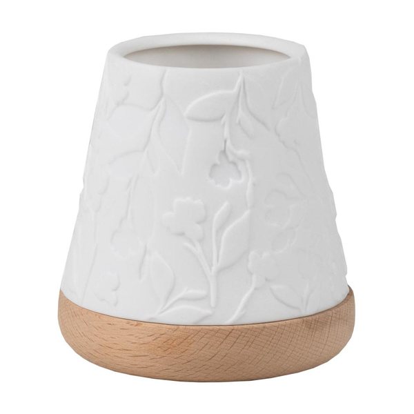 Räder Wind Light Floral Porcelain Tealight Holder on Wooden Base