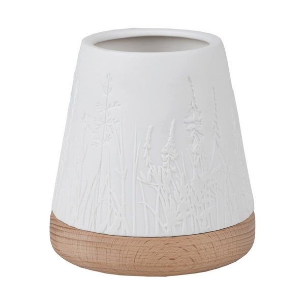 Räder Poetry Floral Grass Porcelain Tealight Holder with Beech Base