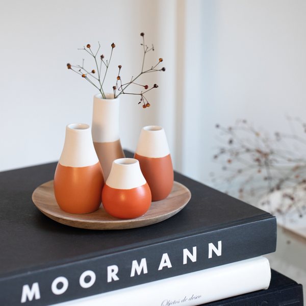 Räder Mini Porcelain Vases, Set of 4 – Earth Tones (4.5–8cm)